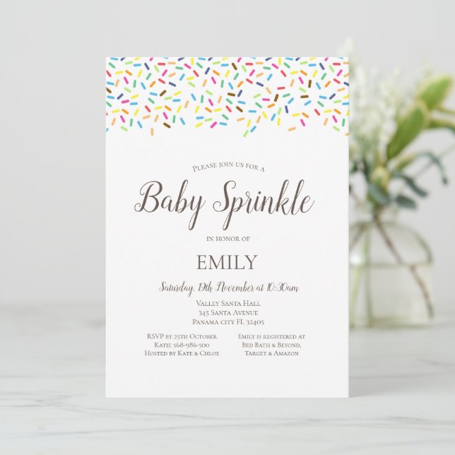 Convites Confetti Baby Sprinkle Invent - Chá de fraldas (Em pé/Frente)