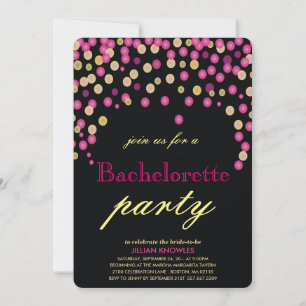 Convites Confetti Bachelorette Faux Pink Glitter Partido He