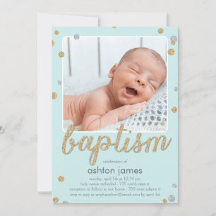 Convites Confetti Baptism - Azul