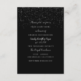 Convites Confetti Chá de panela Negro Aniversário 16