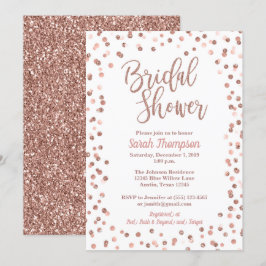 Convites Confetti Chá de panela rosa Dourado Glitter Confet