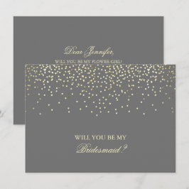Convites Confetti Cinza Dourada Casamento Bridesmaid Convit