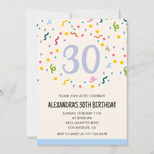 Convites Confetti de aniversário de 30 anos modernos