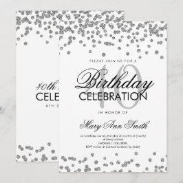 Convites Confetti de aniversário de 40 anos de Prata