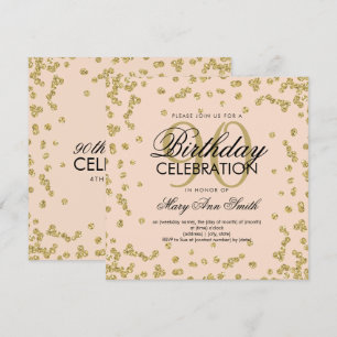 Convites Confetti de Brilho Dourado 90 cor-de-rosa