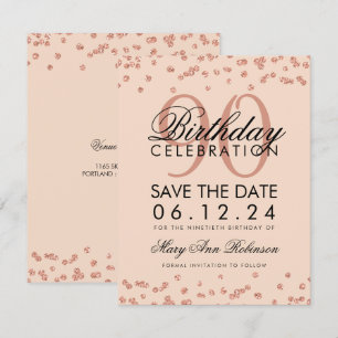 Convites Confetti de Data de Salvamento de Aniversário do 9