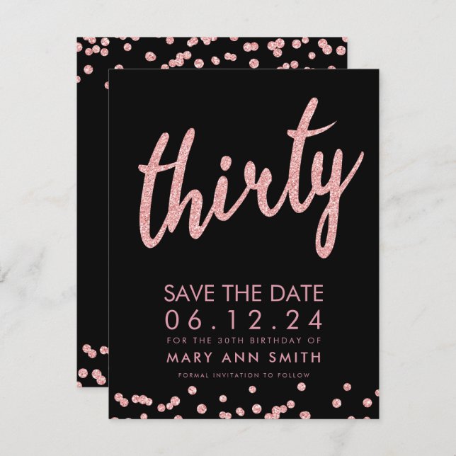 Convites Confetti de Data de Salvamento do aniversário de 3 (Frente/Verso)