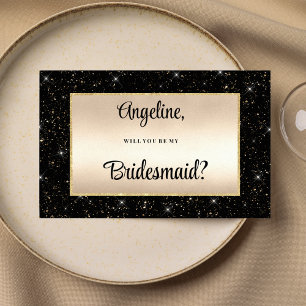 Convites Confetti de dourado preto elegante Bridesmaid