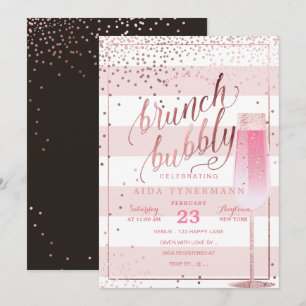 Convites Confetti de Rosa Dourado PixDezines Bruch+Bubble F