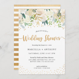 Convites Confetti Dourado + Casais Florais Brancos