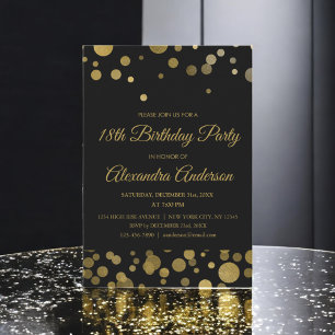 Convites Confetti Dourado da 18ª Festa de aniversário