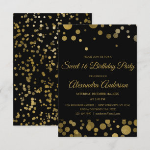 Convites Confetti Dourado Doce 16 Festa de aniversário Dou