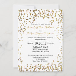 Convites Confetti Dourado Elegante e Simples Faux