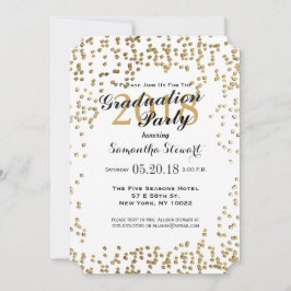 Convites Confetti Dourado Elegante e Simples Faux