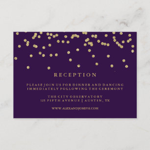 Convites Confetti Dourado Glam Faux e Recepção Roxo Profu