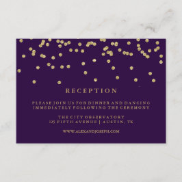 Convites Confetti Dourado Glam Faux e Recepção Roxo Profund