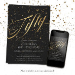 Convites Confetti Dourado Negro 50.a Festa de aniversário<br><div class="desc">Confetti Dourado Negro 50.º Convite de aniversário. Apresentando nossa nova design, maravilhosa, onde a elegância moderna encontra o fascínio comemorativo. Com a sua combinação cativante de sotaques falsos em ouro radiante e preto elegante, este convite constitui a palco de uma celebração inesquecível de um marco. A design é aprimorada por...</div>