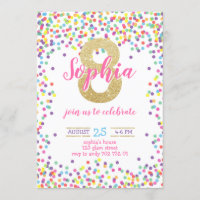 Confetti Dourado Numero Garota 8.º Aniversário