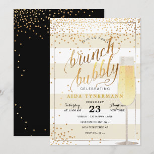 Convites Confetti Dourado PixDezines Bruch+Bubble Faux