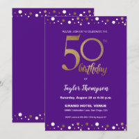 Confetti Dourado roxo 50ª festa de aniversário Per