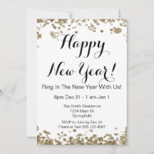 Confetti Elegante feliz ano novo Dourado e Branco