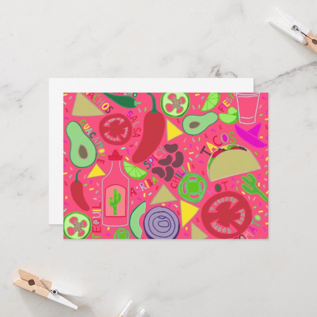 Convites Confetti Fiesta Pink (Frente/Verso In Situ)