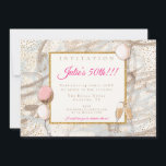 Convites Confetti Flutes Balões Glamorous, 50º partido Dour<br><div class="desc">Isso dará aos seus convidados uma ideia da festa de sorvete que eles também foram convidados com este design elegante com seus detalhes dentro de uma borda de faísca dourada contra um pano de fundo de espiral com confete dourado, flautas de champanhe e balões. Personalize facilmente o texto para seus...</div>