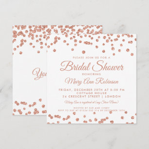 Convites Confetti Glitter de Chá de panela Dourado Faux