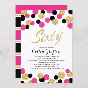Convites Confetti Glitter Espumante 60º aniversário