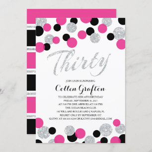 Convites Confetti Glitter Espumante   ANIVERSÁRIO DE 30 ANO