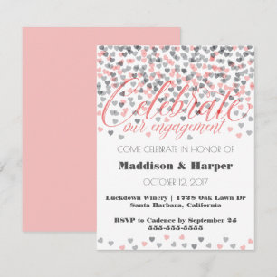 Convites Confetti Hearts Noivado Invitation