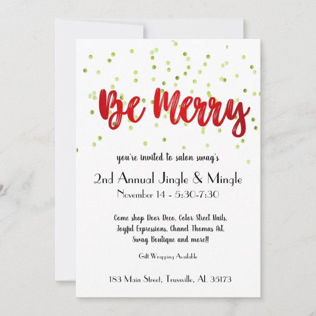 Convites Confetti Jingle e Mingle de Natal (Frente)