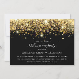 Convites Confetti & Luzes Douradas com brilho | Parte Surpr