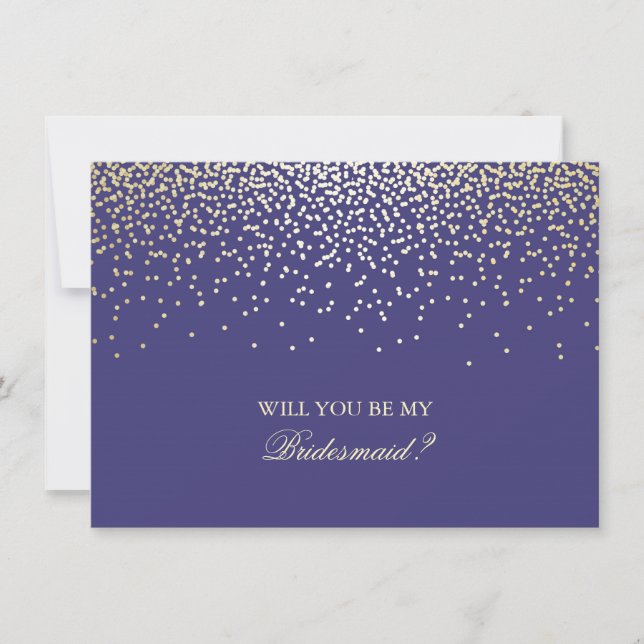 Convites Confetti Marinho de Casamento de Bridesmaid Dourad (Frente)