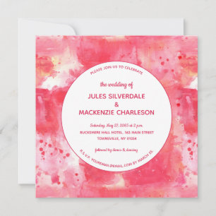 Convites Confetti Modern Pink Watercolor Casamento