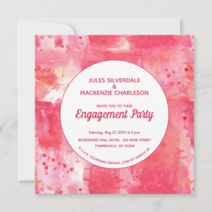 Convites Confetti Modern Pink Watercolor Noivado