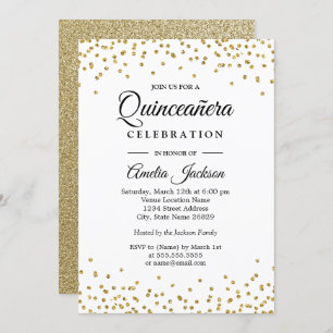 Convites Confetti Quinceanera, Confetti Dourado Sparkle