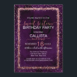 Convites Confetti Sweet Rosa Violet Dourado 16<br><div class="desc">O elegante, glamouroso e moderno convite de aniversário de dezesseis anos é perfeito para o evento contemporâneo e na moda. Ele apresenta uma borda de confete brilhante brilhante brilhante, cor-de-rosa rosa rosa, falsa, impressa em cima de um fundo de cor-de-água violeta artística. O verso exibe a mesma brilho, mas aspergida...</div>
