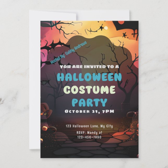 Convites Configurando o Sun Bats Pumpkins Halloween (Frente)