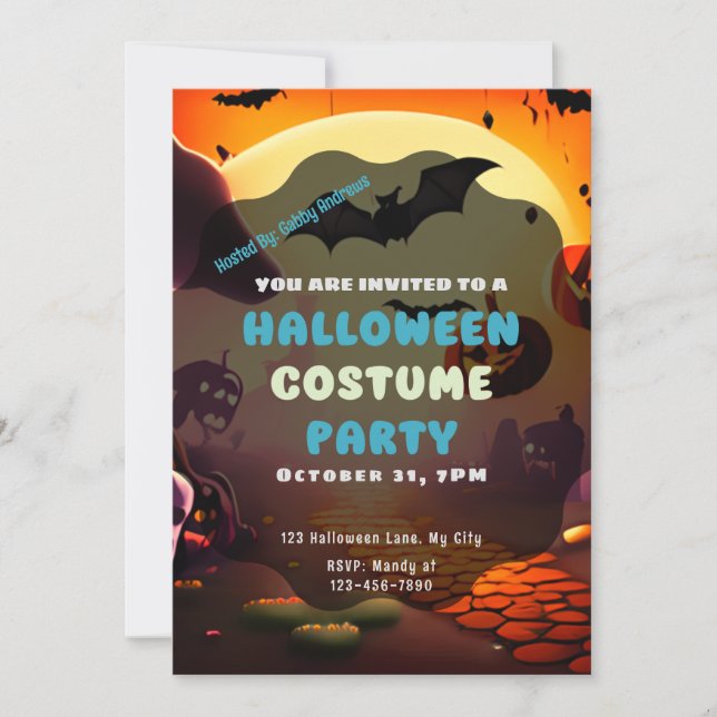 Convites Configurando os Lanternas do Jack-O do Sun Bats no (Frente)