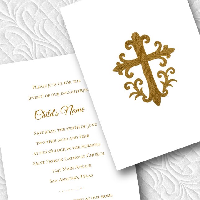 Convites Confirmação Batismo 1rua Comunhão Dourada Cruz 4 (Criador carregado)