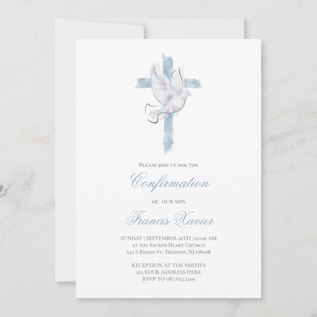 Convites Confirmação da cruz azul Espírito Santo (Frente)