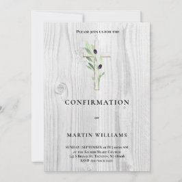 Convites Confirmação da cruz de madeira do ramo oleícola