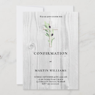 Convites Confirmação da cruz de madeira do ramo oleícola