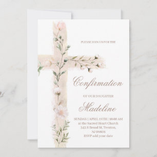Convites confirmação da cruz sagrada floral