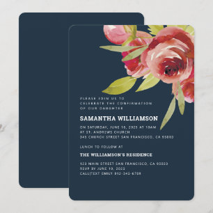 Convites Confirmação da moderna aquarela Floral