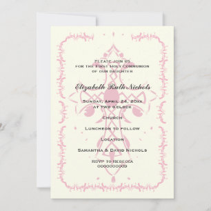 Convites Confirmação da Primeira Comunhão Rosa