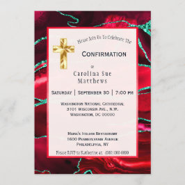 Convites Confirmação de Aquarela de Agato Vermelho abstrato