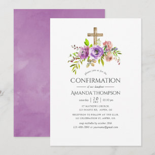 Convites Confirmação de Aquarela Floral de Primavera