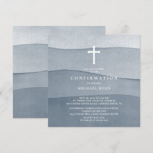 Convites Confirmação de Blue Watercolor Boys